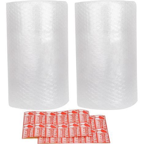 2 x 22 m Bubble Wrap Roll for Moving and Packaging 300 mm x 11 m / Roll, Perforated every 30 cm, 20 Fragile Stickers Included (2 Piece) (1/5)