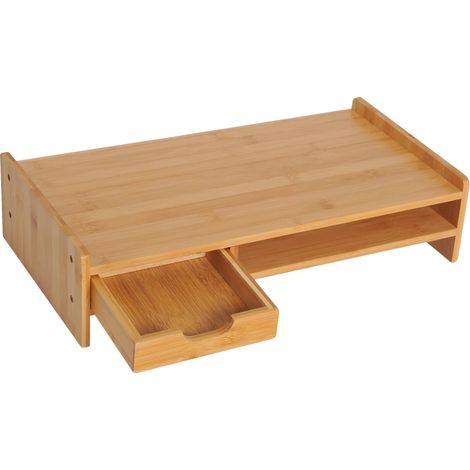 Soporte para monitor, material de bambú, diseño ergonómico, natural. (1/2)