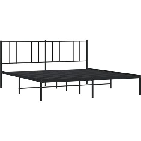 Cadre de lit métal sans matelas et tête de lit noir 180x200 cm vidaXL (1/5)