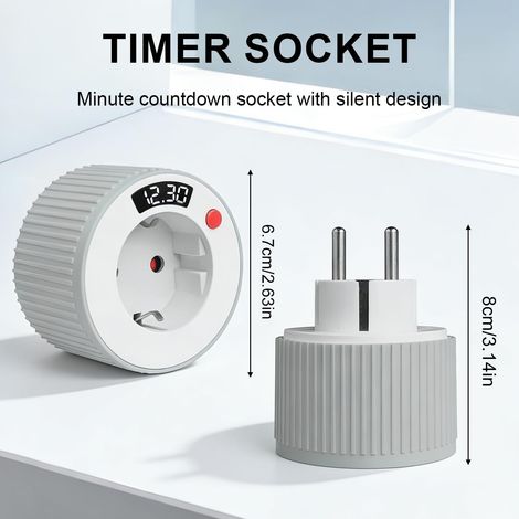 Prise de Compte à Rebours, Countdown Timer Prise Minuteur da 1 Minutos a 24 Horas, Minuteur Prise Electrique Programmateur, Prise Electrique avec Timer 3680W 16A pour Électroménagers (1/4)