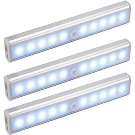 Set of 3 x 10 LED Lamps, Wireless, USB Rechargeable, Magnetic, Motion Sensor, Portable. Closet Light, Emergency Work Light, Children's Night Light, Accent Light (1/5)