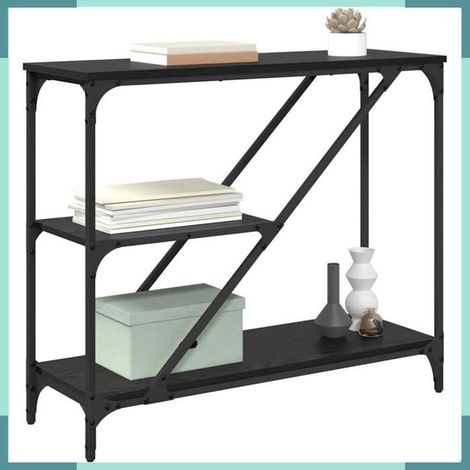 Table console - 882801 - Chêne noir - 3 étagères - Bois d'ingénierie 88,5 x 30 x 75 cm (1/5)