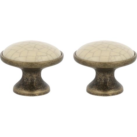 Pack de 2 Poignées pour meubles - Ø29 Mm - Couleur Cuir -En Zamak/Céramique - Tirants pour tiroirs et armoires de cuisine et de salle de bain au style moderne décoratif et usage - Mod. 822 (1/5)