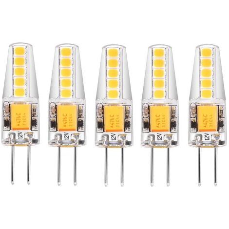 Lot de 5 ampoules LED G4 Blanc naturel 4000K AC/DC 12V 3W 200LM remplacement g4 20w halogène Pas de variateur Pas de scintillement Ampoule à culot à broches led (1/5)