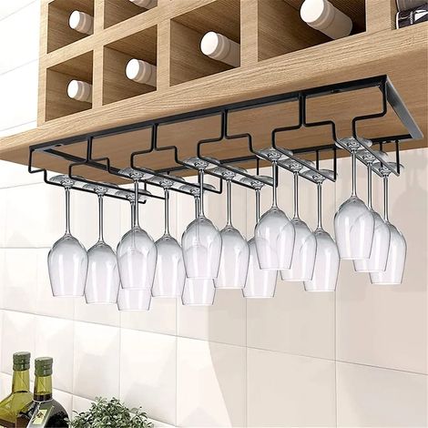 Support en métal pour verres à vin, porte-verres suspendu, rangement mural, étagère à verres pour cave, cuisine, bar et restaurant (1/4)