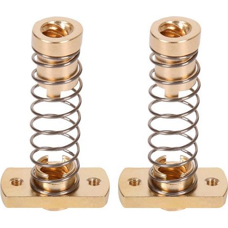 Lot de 2 écrous à ressort à axe T8 anti retour en laiton pour éliminer les écarts, pour mise à niveau d’imprimantes 3D, tige filetée de 8 mm