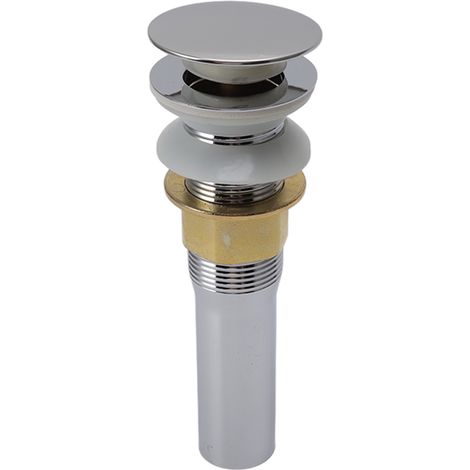Robinet d'évier à bouchon pop-up pressoir, drain en acier inoxydable électroplaqué avec panier filtre pour lavabo sans trou