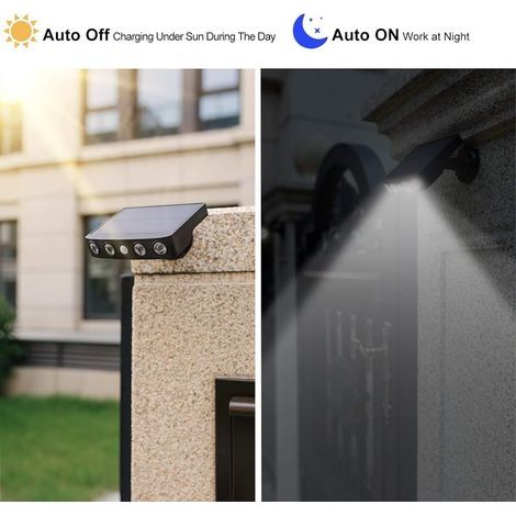 Solarbetriebene Außenleuchten mit Bewegungsmelder, 3 Modi, 120°-Weitwinkel, wasserdichte LED-Wandleuchten für Gartenwege, Zäune und Tore, kaltweißes Licht, 2 Stück (1/4)