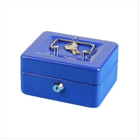 Coffre-fort de petite caisse verrouillable avec fente pour cadenas, bleu (1/5)