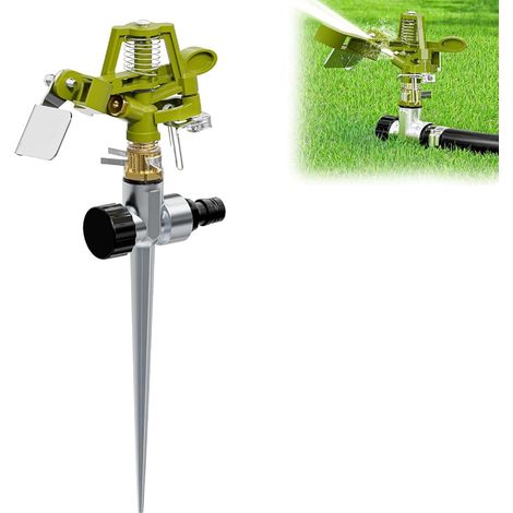 Garden Sprinkler, 360 Rotating Garden Sprinkler, Pulse Sprinkler, Metal Sprinkler, for Garden, Lawn, Plants, Vegetables, Flowers, Pastoral Yard (Green) (1/5)