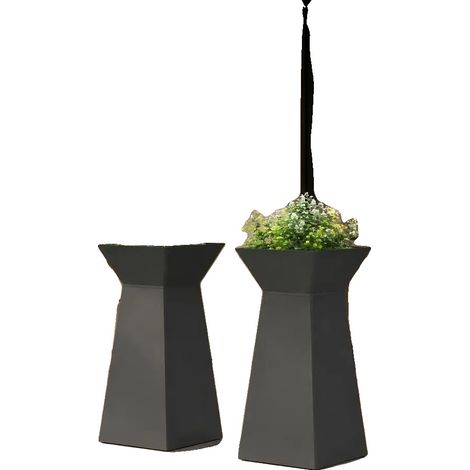 Macetero de columna, construcción de acero, para uso interior/exterior, negro. (1/2)