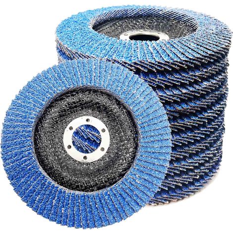 10pcs Disques à Lamelles Rabat 125 T29 Corindon Bleu de Zirconium Abrasifs Meuleuse pour Acier Fer Inox Bois Métal, Disque de Ponçage à Compartiments pour Meuleuse d'Angle (Grain 60) (1/5)