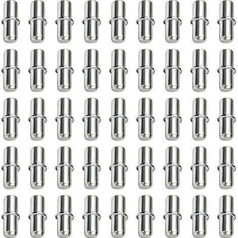 Lot de 100 supports d'étagères, 5 x 16 mm, avec anneau de sécurité, pour étagères, penderie et bibliothèques, supports d'étagères, supports de sol, support de meubles (1/5)