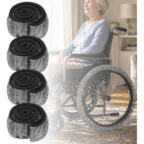 4PCS Wheelchair Tyre Covers 24 Inch Non-Slip Wheel Covers for Indoor Protection Waterproof Wear-Resistant Tire Protectors for Carpets, Floors