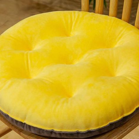 Coussin d'assise rond en velours cristal, color block, idéal pour l'automne et l'hiver, parfait pour les tabourets d'écolier et les chaises de bureau. Dimensions : 40 x 40 cm.