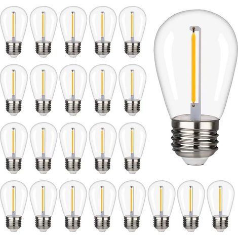 24er-Packung S14 1W E26 2700K LED-Lampen, wasserdicht für den Außenbereich, warmweiß (1/5)