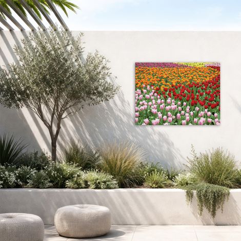 Tableau de jardin Champs de tulipes 70 x 50cm Multicolore (1/5)