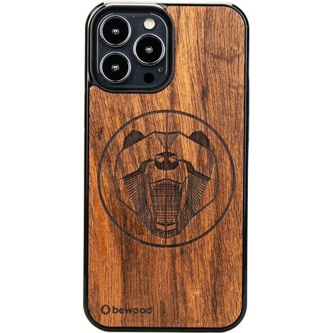 Holzhülle für iPhone 13 Pro Max Merbau Bär (1/3)