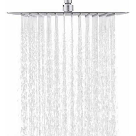 Soffione doccia quadrato da 12 pollici/30 cm in acciaio inox 304, soffione doccia a pioggia a risparmio idrico con 144 ugelli in silicone anticalcare, soffione doccia a pioggia girevole a 360°-t-Chrom