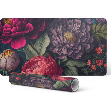 Alfombrilla protectora para encimeras de oficina, estampado floral, estilo vintage, 100x50 cm