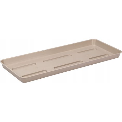 Sottovaso rettangolare in plastica da 40 cm color caramello