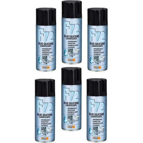 6 X Faren F72 Olio Silicone Spray Lubrificante Lucidante Protettivo idrorepellente 400 ML