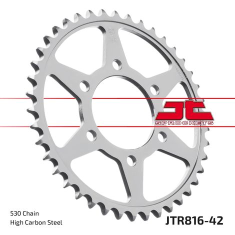 Pi帽贸n trasero de acero JT R816-42, 42 dientes, tama帽o 530 (1/2)