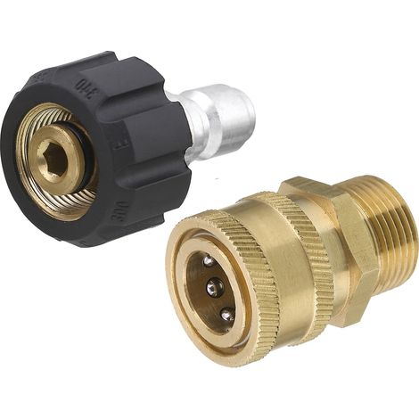 Adapter Kit M22 14mm to 3/8" Quick Connector Pressure Washer Quick Connect Kit for Hose and Gun, 350 Bar (5000 PSI) (1/5)