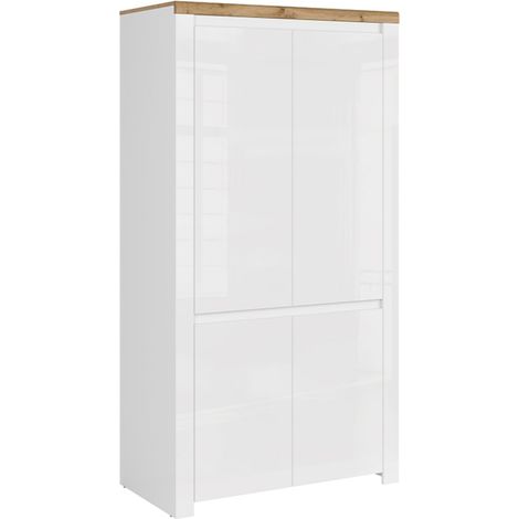 KONSIMO DAMINO Kleiderschrank, Glas Weiß/Eiche Wotan Dekor (1/3)