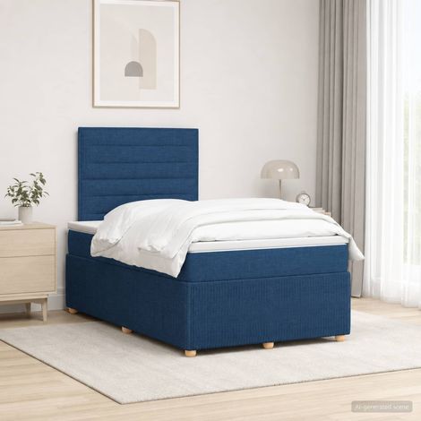 vidaXL Cama box spring con colchón Azul 120 x 190 cm Tela (1/5)