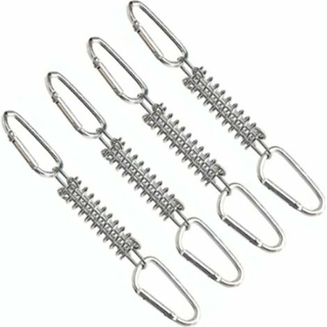 4 Pièces Ressort de Traction Boucle Ressort Tension Fixation Store, avec 8 Mousquetons, Voile D'ombrage Fixations Accessoires en Acier Inoxydable pour Tentes Auvents Camping Ternel