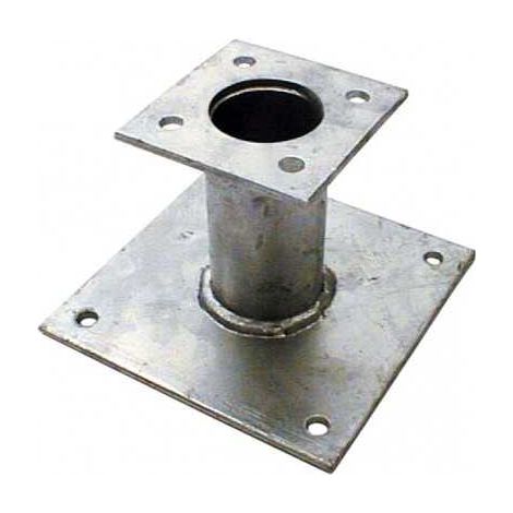 Sud Bois – Pied de poteau fixe 150mm double platine acier galvanisé – Pour ancrage poteaux bois et béton – Charge 67 KN – Fixation par trous 8,6 mm (1/3)