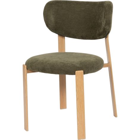 Amadeus - Chaise de salle à manger Dino vert avec piètement finition chêne (lot de 2) (1/4)
