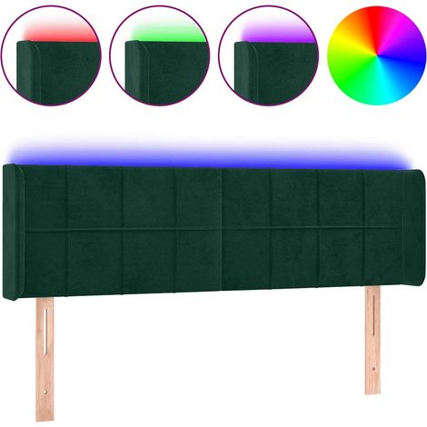 Maison Exclusive - LED Kopfteil Dunkelgrün 147x16x78/88 cm Samt (1/5)