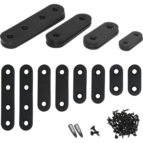 Lot de 40 connecteurs plats noirs pour meubles en bois (1/5)