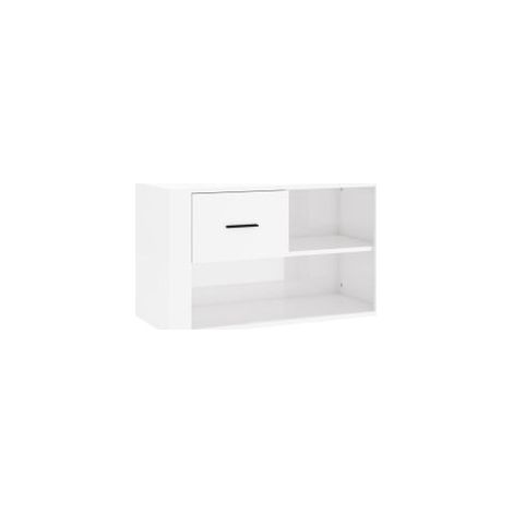 Armoire à chaussure Blanc brillant 80x35x45 Bois ingénierie (1/5)