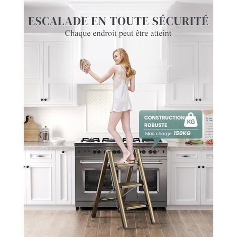 Escabeau pliant 3 marches – Acier au carbone, charge 150 kg, dimensions 45 x 65 x 82 cm, antidérapant – Même modèle, robustesse garantie (1/5)