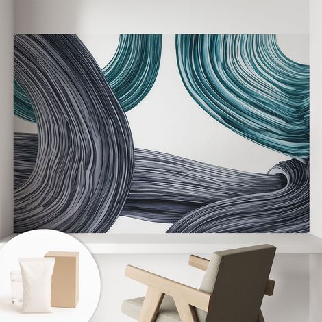 Papier peint intissé décoratif avec colle pour salon chambre et bureau Installation rapide Lignes fluides 104x70 cm (1/5)