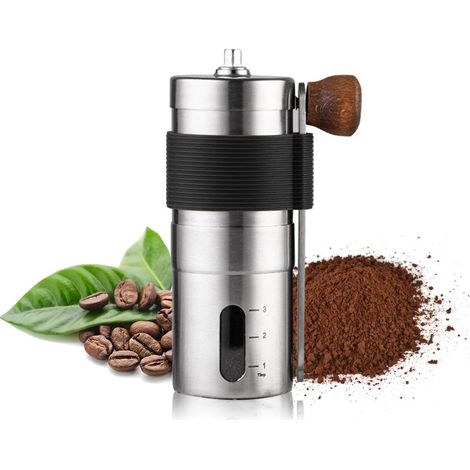 Moulin à café manuel portable avec manivelle, mouture réglable pour expresso, cafetière à piston et café filtre, idéal pour la maison, le bureau et les voyages.-AquaForge (1/5)