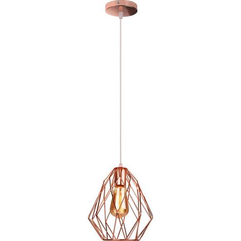 Suspension Luminaire D'Intérieur Rétro Plafonnier Moderne Lampe À Suspension Vintage En Métal Pour Chambre Intérieure Café Bar Or Rose E27 (1/5)
