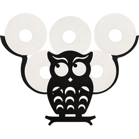 Porte-papier toilette animal, porte-serviettes en papier autoportant, noir, hibou (1/5)