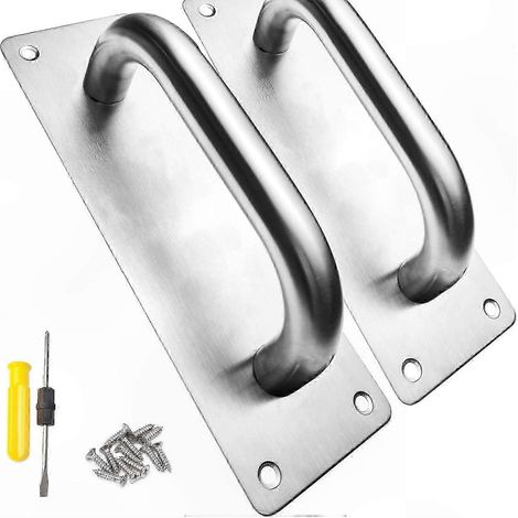 Paire de poignées coulissantes en acier inoxydable résistant pour portes de grange, incendie, WC, abri et garage. (1/5)