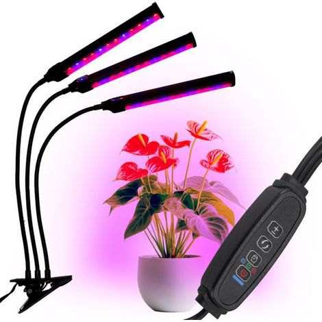Lampe LED pour plantes - 72 Diodes - 25 W - Minuterie 3/9/12 H - Bras Flexible - Hauteur Réglable 35-62 cm - 1900 lm - Alimentation USB et DC (1/5)