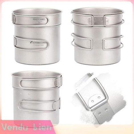 Garosa batterie de cuisine en titane Ensemble de cuisine en titane ultraléger, batterie de cuisine de Camping en sport camping (1/5)