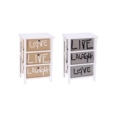 Mobile Cassettiera in Legno MDF 3 Cassetti  40 x 29 x 60 cm 2 Colori (1/2)