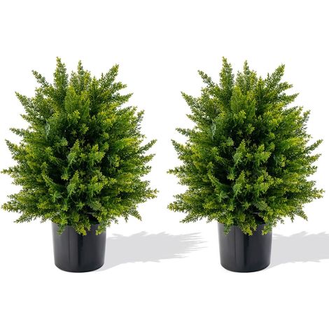 COSTWAY Pianta Finta 54 cm, Cedro Artificiale Resistente ai Raggi UV con Vaso Riempito di Cemento e Foglie Lussureggianti, Alberi Artificiali da Esterno e Interno (1/5)