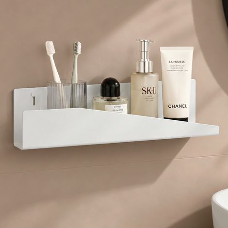 doporro Duschablage ohne Bohren 50 cm, Duschregal Weiß zum Kleben oder Bohren, rostfreier Badezimmer Organizer mit großer Kapazität, Shampoo Halterung für Dusche, Badewanne & Küche, Reglo-15