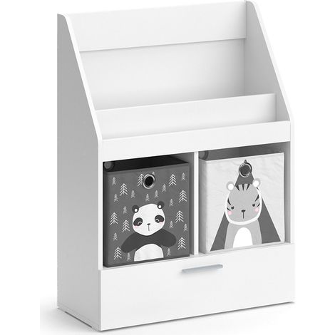 Kinderregal Luigi, Weiß, 72 x 96.2 cm mit Schublade und 2 Faltboxen opt.2, Vicco