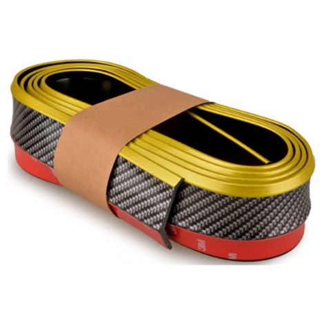 Universeller Spoiler für Stoßstangen und Schweller, Carbon mit goldenem Streifen, 5 cm x 2,5 m
