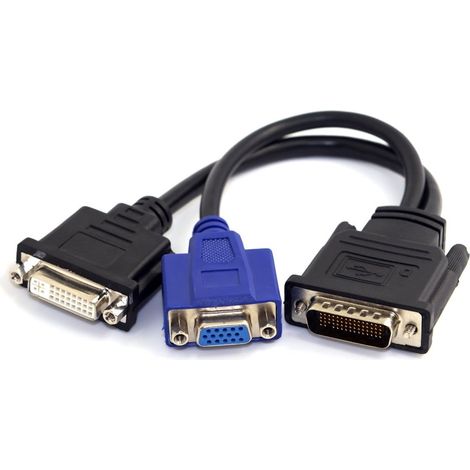 Câble d'extension DMS-59 mâle vers DVI 24 + 5 femelle et VGA RG 15 broches femelle 15 cm (1/5)